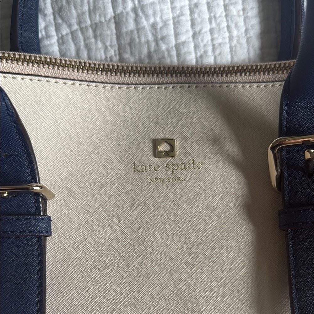 Kate Spade Blue and Cream Satchel with Structured Design - Picture 2 of 6